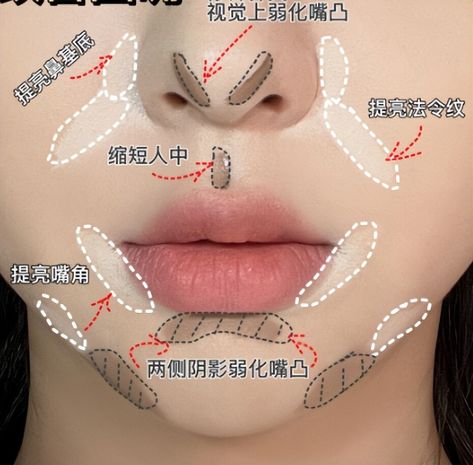 Chin Contouring, Membentuk Alis, Asian Makeup Tutorials, Latihan Dada, Contour Tutorial, Gyaru Makeup, Subtle Makeup, Doll Eye Makeup, Makeup Face Charts