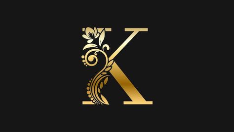 Vector luxury letter k golden name initi... | Premium Vector #Freepik #vector #alphabet #lettering-alphabet #letters #letters-logo K Name Logo, K Logo Design Art, K Letter Design, Golden Logo Design, K Name, K Logo Design, Logo K, K Names, Vector Alphabet