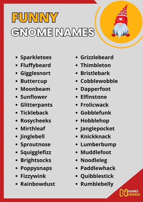 640+ Cute & Funny Gnome Names - Names Crunch Gnome Lore, Gnome Names, Pun Names, Deep Gnome, Female Gnome, Funny Gnomes, Clay Sculptures, Name Games, Funny Names