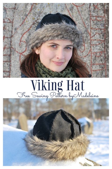 Fabric Viking Hat Free Sewing Pattern | Fabric Art DIY Free Viking Hat Pattern, Russian Hat Pattern, Viking Woman Headwear, Faux Fur Hat Pattern, Pixie Hat Sewing Pattern Free, Viking Hat Diy, Winter Hats To Sew, Viking Sewing Pattern, Hat Patterns To Sew Free