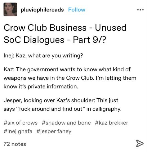 Six Of Crows Group Fanart, Six Of Crows Oc, Six Of Crows Fan Art Joost, Funny Six Of Crows, Six Of Crows Playlist, Six Of Crows And Crooked Kingdom Memes, Joost Six Of Crows, Six Of Crows Memes Humor, Jesper Six Of Crows