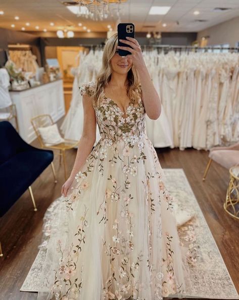 With on-trend 3D floral embroidery throughout, this dress is perfect for a secret garden wedding | wedding, wedding inspiration, wedding dress inspirtaion, spring wedding, spring wedding dresses, floral wedding dress, embroidered wedding dress, garden wedding, garden wedding gown, romantic wedding, romantic wedding dress, A-line wedding dress, tulle wedding dress, spring dresses, whimsical wedding dress fairies, fairytale wedding dress #designerweddingdress #springwedding #floralweddingdress Bella Princess, Embroidered Lace Wedding Dress, Quinceanera Dresses Black, Quinceanera Dresses Red, Purple Quinceanera Dresses, Black Quinceanera Dresses, Backless Bridal Gowns, Red Quinceanera Dresses, Wedding Dress Cap Sleeves