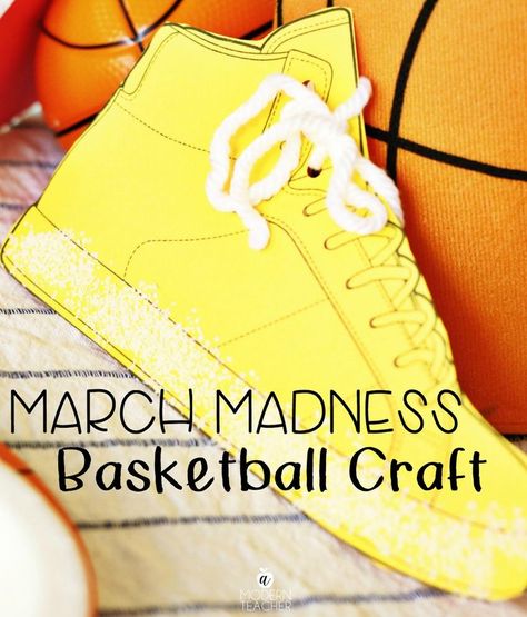 Easy and fun basketball craft for the kids! After reading Salt In His Shoes, kids will have fun completing the craft activity before the big game. March Madness Crafts, Basketball Craft, Elementary Projects, Sport Themed Crafts, Basketball Crafts, Olympics Activities, March Activities, Basketball Posters, Sport Craft