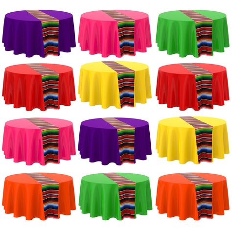 PRICES MAY VARY. Sufficient Quantity: there are 6 pieces of Mexican theme polyester tablecloths in the package; Sufficient quantity can better meet your daily use and replacement, which will bring more convenience to you and your family Classic Stripe Design: our Mexican colorful tablecloth adopts classic stripe design, which is charming and elegant, simple but not monotonous; It can make your table more tidy and beautiful, and is suitable for you to put a lot of plates and food Quality Material Mexican Theme Table Decor, Fiesta Christmas Party, Mexican Theme Quinceanera, Mexican Centerpiece Ideas, Mexican Fiesta Party Ideas, Mexican Wedding Centerpieces, Picnic Buffet, Taco Party Decorations, Colorful Tablecloth