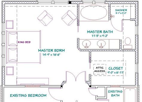 Garage To Master Suite, Garage To Master Suite Conversion, Bathroom Layout Ideas Floor Plans, Master Suite Layout, Bedroom Layout Design, Bathroom Layout Plans, Best Kitchen Design, Small Floor Plans, Bathroom Floor Plans