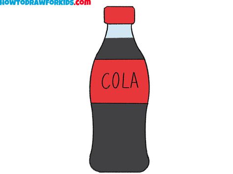 How to Draw a Bottle of Soda - Easy Drawing Tutorial For Kids Cute Soda Drawing, Coke Drawings Easy, Drinks Drawing Easy, Coke Drawings, Cola Bottle Drawing, Drink Drawing Easy, Pepsi Drawing, Coca Cola Drawing, Bottle Drawing Easy