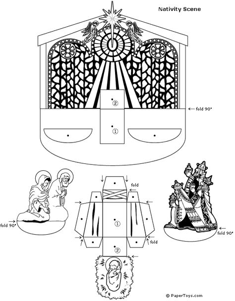 http://papertoys.com/images/nativity-scene.gif Nativity Diorama, Nativity Activities, Xmas Coloring Pages, Nativity Scene Diy, Christmas Paper Craft, 3d Templates, Christmas Diorama, Happy Xmas, Angel Crafts