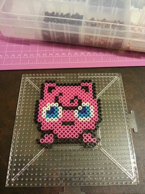 Jigglypuff - perler Jigglypuff Perler Beads, Melted Beads, Melt Beads, Pokemon Jigglypuff, Melt Beads Patterns, Pokemon Bead, Pokemon Perler Beads, Beads Patterns, Hamma Beads