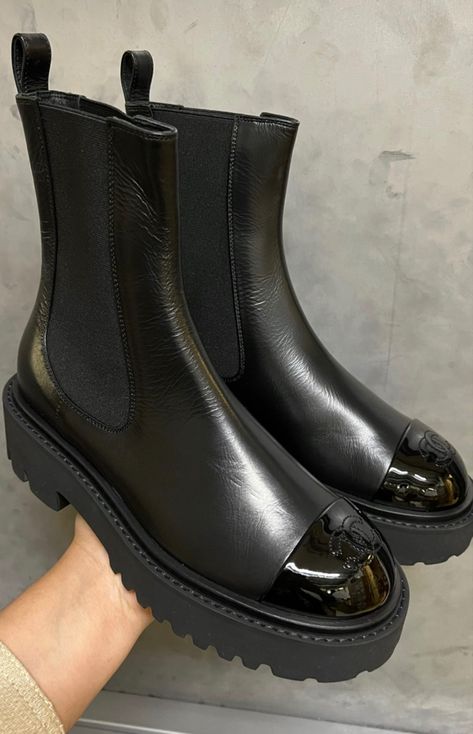 Chanel Chelsea Boots, Chanel Boots 2022, Chanel Boots Outfit, Chanel Booties, Chanel Ankle Boots, Boots Chanel, Boots Outfit Ankle, Chanel Boots, Patent Boots