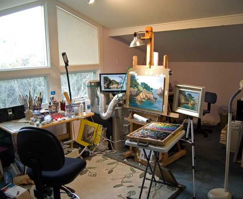 Painters Studio, Art Studio Space, Art Studio Organization, Art Studio Room, Art Studio Design, Artistic Space, Art Studio At Home, Easels, Studio Room