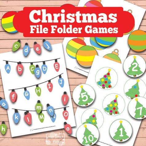 File Folder Games Free, File Folder Activities, Printable Christmas Games, Christmas Games For Kids, File Folder Games, Folder Games, Winter Preschool, Christmas School, Preschool Christmas