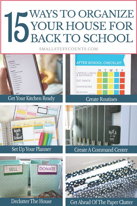 The kids will be heading back to school before we know it! Take some time to organize your house for back to school now so you are organized for the new school year ahead. Here are 15 ideas you can do now to prepare for the craziness! Kids School Organization At Home, Back To School Home Organization, Kids School Paper Organization, School Room Organization, Paper Organization System, Kids School Organization, Busy Family Organization, After School Checklist, Organization School