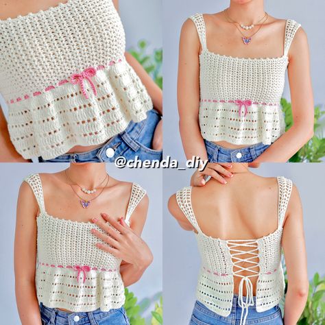 Free tutorial on my YT channel Chenda DIY Chenda Diy Crochet, Chenda Diy, Crochet Lace Top, Crochet Fashion Patterns, Crochet Jacket, Lace Ruffle, Crochet Crop Top, Crochet Accessories, Crochet Fashion