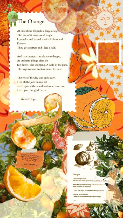 i love you, i’m glad i exist 🫶🍊 #theorange #poem #theorangepoem #orange I Love You Im Glad I Exist Orange, Orange Symbolism, Wendy Cope, Orange Theme, Orange Grove, Like I Love You, Aesthetic Desktop Wallpaper, Orange Peel, Create Collage