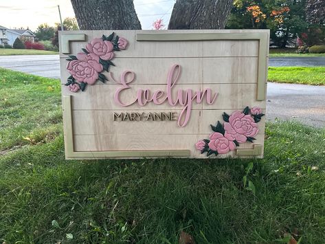 Add a touch of floral charm to your little one's nursery with this beautifully handcrafted floral shiplap name sign. Perfect for a baby's room, playroom, or as a thoughtful gift, this handcrafted piece brings a warm and whimsical feel to any space. Product Details: 🌼 Material: Backer is cut with 1/2 inch Maple plywood, while the names and flowers are cut with 1/4 - 1/2 inch MDF for a beautiful 3D effect. 🌼 Customization: Personalize with your child's name and choose from multiple font options and colours. 🌼 Sizes Available: Select the perfect size for your space. 🛒 How to Order: 1️⃣ Select Size: Choose the size option that works best for you. 2️⃣ Personalization: Enter the name and select your preferred font and specify colours for the names and flowers. 3️⃣ Add to Cart: Click "Add to 3d Name, Maple Plywood, Nursery Signs, Floral Nursery, Baby's Room, Name Sign, Name Signs, Kid Names, Hanging Signs