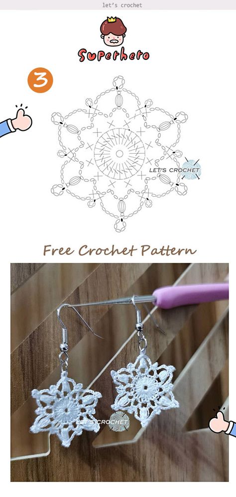 Crochet Photo Frame, Mirror Work Design, Crochet Mirror, Crochet Christmas Snowflakes, Crochet Mittens Pattern, Crochet Snowflake, Crochet Snowflake Pattern, Crochet Jewelry Patterns, Crochet Earrings Pattern