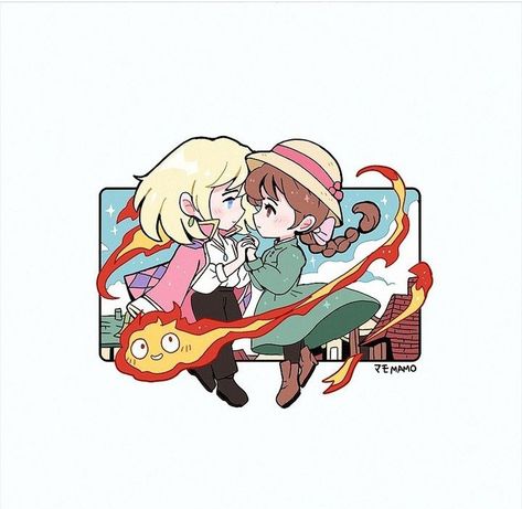 قلعة هاول المتحركة, Howl And Sophie, Ghibli Artwork, Studio Ghibli Movies, Studio Ghibli Art, Ghibli Art, Ghibli Movies, Howls Moving Castle, Dessin Adorable