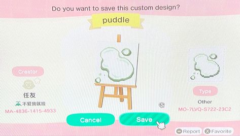 Puddle Custom Design Acnh, Puddle Design Acnh, Acnh Puddle Design Code, Acnh Water Puddle Design, Animal Crossing Puddle Design, Animal Crossing Puddle Code, Puddle Code Acnh, Puddle Acnh Code, Acnh Blush