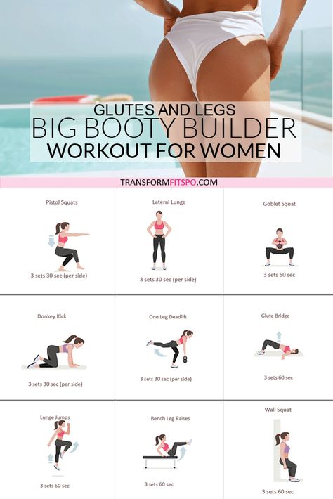 #bootyworkout #bumgrowth #womensworkouts #homeworkouts #noequipment #gluteenlarger Booty workout: Get Ready for Rapid Bum Growth! Get Sexy Curves with this 30 minute women’s workout. See the before and after transformation, get a bigger peachy butt in 30 days with this challenge no equipment killer routine. Tone it up daily for a perfect Brazilian beach bum. Get ready for summer vibes, this home workout will get you looking hot in that bikini. Just click on the pin to see the full workout. One Leg Deadlift, Latihan Dada, Modele Fitness, Full Workout, Workout For Women, Womens Workout, Trening Fitness, At Home Workout Plan, Trening Abs