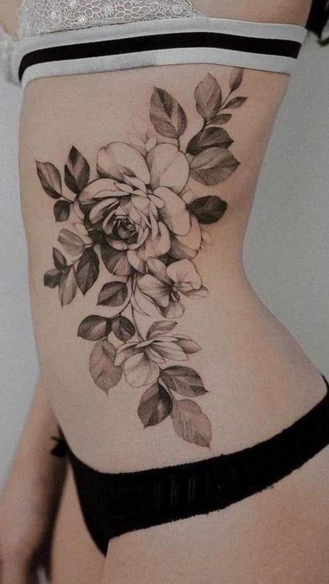 Floral Stomach Tattoo, Section Tattoo, C Section Tattoo, Back Tattoo For Women, Stomach Tattoo, Leaf Tattoo, Tattoo Flowers, Stomach Tattoos, Back Tattoo Women