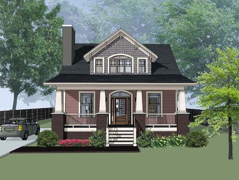 House Plan 75581 - Bungalow, Cottage, Craftsman, Narrow Lot Style House Plan with 1770 Sq Ft, 3 Bed, 2 Bath Traditional Neighborhood Development, Cottage Craftsman, Bungalow Cottage, Colonial Style House Plans, Narrow Lot House, Bungalow Style House, Porch Plans, Bungalow Floor Plans, Narrow Lot House Plans