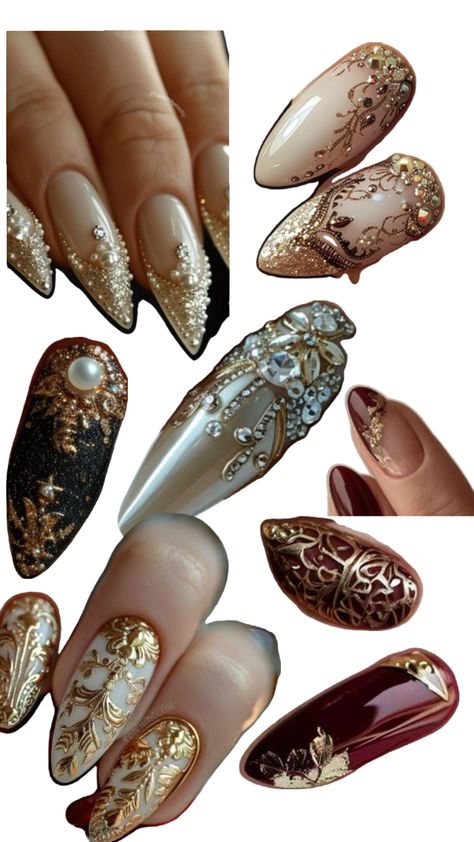 Steam Punk Nails, Victorian Nails, Victorian Era Aesthetic, Themed Nails, Punk Nails, Steam Punk, Wedding Nails, Victorian Era, Steam