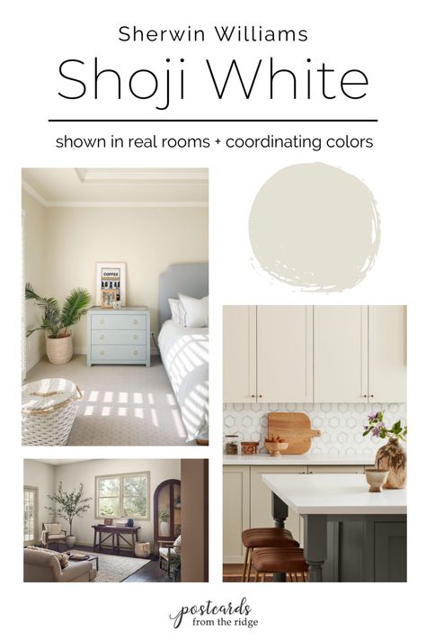 Sherwin Williams Shoji White, Best Paint For Trim, Off White Cabinets, Origami White, Sherwin Williams White, Shoji White, Off White Walls, Sherwin Williams Colors, Cabinet Color