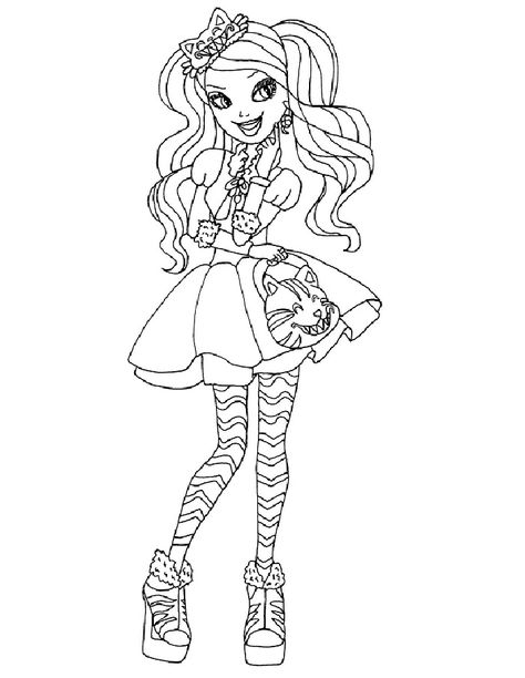 Ever After High Kitty Cheshire, Ever After High Coloring Pages, High Coloring Pages, Kitty Cheshire, Printable Christmas Coloring Pages, Barbie Coloring, Barbie Coloring Pages, Kitty Coloring, Spring Coloring Pages