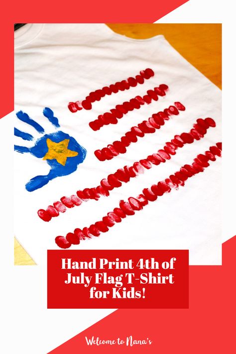 Celebrate the 4th of July in style with the Best Hand Print Flag T-Shirt! This adorable, fun and easy DIY project is perfect for the whole family, plus it only requires a few items to pull together. Kids can celebrate July 4th by turning their own hand print into an American flag! It's "hands-down" the absolute best ;) Fourth Of July Shirts For Kids, Patriotic Activities, Patriotic Kids, Diy Flag, July Ideas, Fourth Of July Decor, Parade Float, Patriotic Crafts, Fourth Of July Shirts