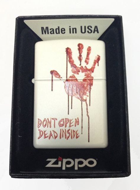 Zippo Art, Zippo Lighter Custom, Custom Zippo, Zippo Collection, Dont Open Dead Inside, Custom Lighters, Cool Lighters, Zombie Hand, Dead Zombie