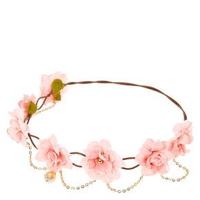 Hair Accessories Pink, Flower Garland Hair, Hair Accessories Gold, Pink Flower Hair, Pink Hair Accessories, Pink Flower Crown, Hair Garland, Gold Hair Accessories, Floral Accessories Hair