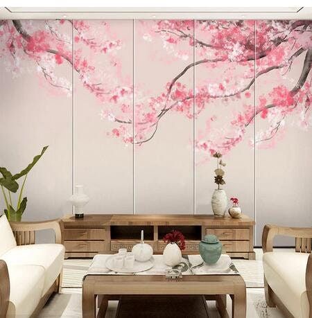 Tree Blossom Painting, Cherry Blossoms Tree, Tree Wallpaper Mural, Chinese Wall, Tree Wall Murals, 3d Hand, Custom Murals, Wall Mural Wallpaper, How To Install Wallpaper