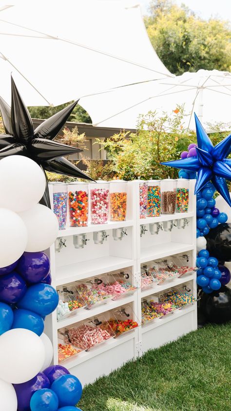 Bring the quintessential pick and mix candy shop vibes to you next event with the candy wall. Book it in tandem with a cart for large… | Instagram Two Sweet Candy Bar, Pop Up Candy Shop, Candy Bar Cart Ideas, Candy Bar For Party, Candy Bar For Birthday Party, Candy Shop Birthday Party Ideas, Candy Ideas For Party, Candy Wall Dispenser, Candy Bars Ideas For Parties