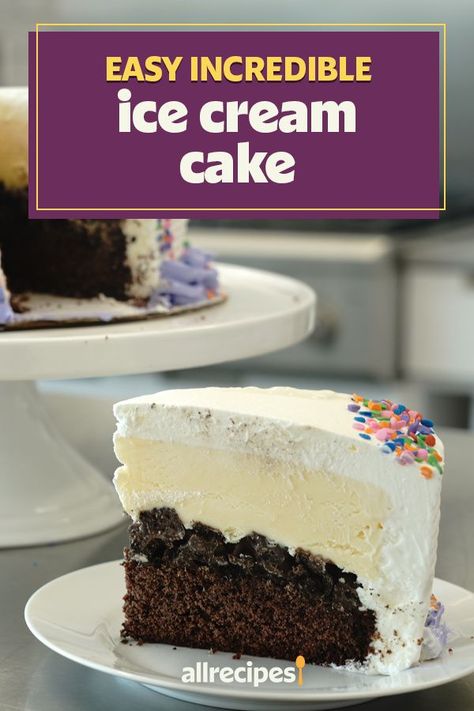 Ice Cream Cake With Crunchies, Ice Cream Cake 9x13 Pan, 9x13 Ice Cream Cake, Easy Ice Cream Cake 3 Ingredients, Vanilla Ice Cream Frosting, Ice Cream Cake Easy Simple, Ice Cream Cake With Cake Layer, Ice Cream Cakes Birthday, I E Cream Cake