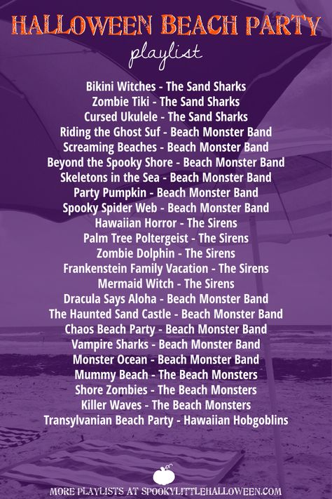 Headed to the beach this summer? Keep it spooky in the sand and sun with these essential items for a Halloween beach party...including a playlist perfect for relaxing by the ocean. Summerween Playlist, Frankenstein Pretzels, Summerween Activities, Halloween In Summer, Halloween Beach Party, Halloween Beach, Beach Halloween, Spooky Summer, Summer Halloween