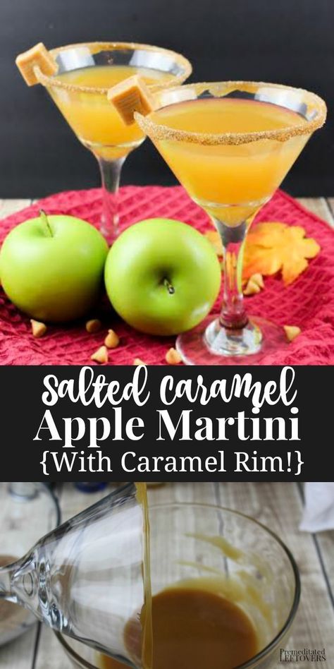 Appletini Recipe, Caramel Cocktail, Apple Cider Martini, Apple Martini Recipe, Salted Caramel Vodka, Caramel Martini, Caramel Apple Martini, Caramel Drinks, Caramel Vodka