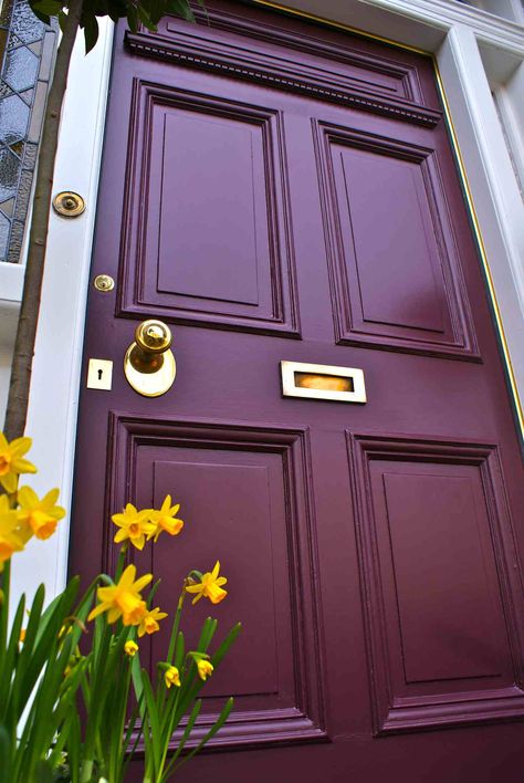 Purple Front Door, Purple Front Doors, Best Front Door Colors, Burgundy Walls, Exterior Door Colors, Purple Paint Colors, Best Front Doors, Front Door Paint Colors, Purple Door