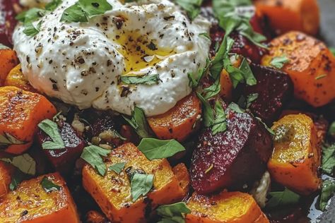 Beet And Butternut Salad, Carrots Salad, Pumpkin Roasted, Salad With Burrata, Beets And Carrots, Roasted Beets And Carrots, Honey Balsamic Vinaigrette, Fall Salad, Burrata Cheese