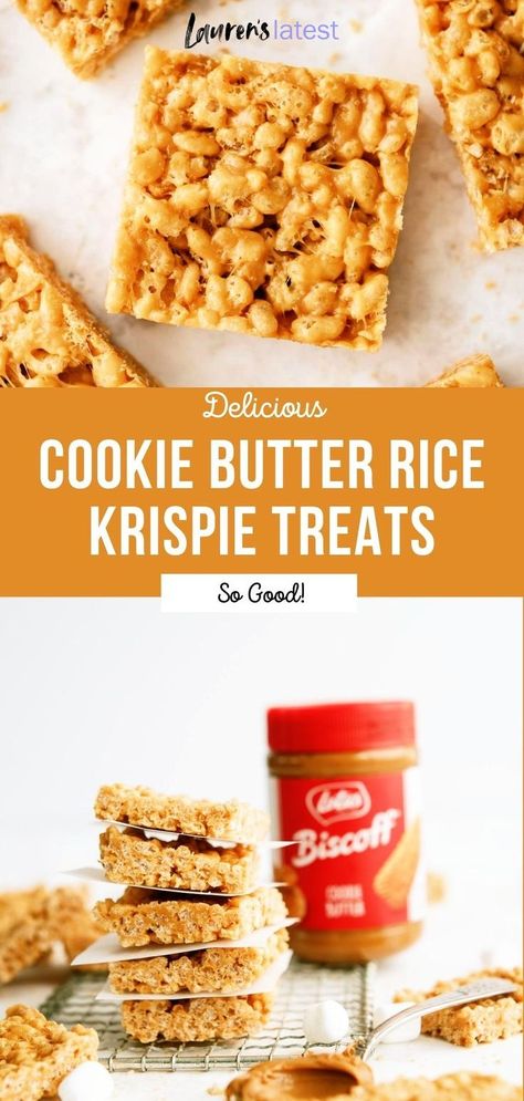 Biscoff Butter, Rice Krispie Treats Recipe, Rice Krispies Recipe, Rice Cereal Treats, Biscoff Cookie Butter, Krispie Treats Recipe, Cereal Treats, Dessert Bar Recipe, Cookie Butter