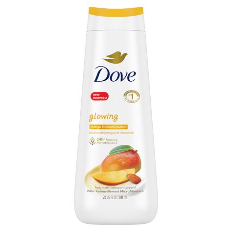 Glowing Body Wash | Dove Dry Skin Body Wash, Dove Body Wash, Gentle Skin Cleanser, Body Cleanser, Skin Cleanser Products, Mango Butter, Sulfate Free, Almond Butter, Skin So Soft