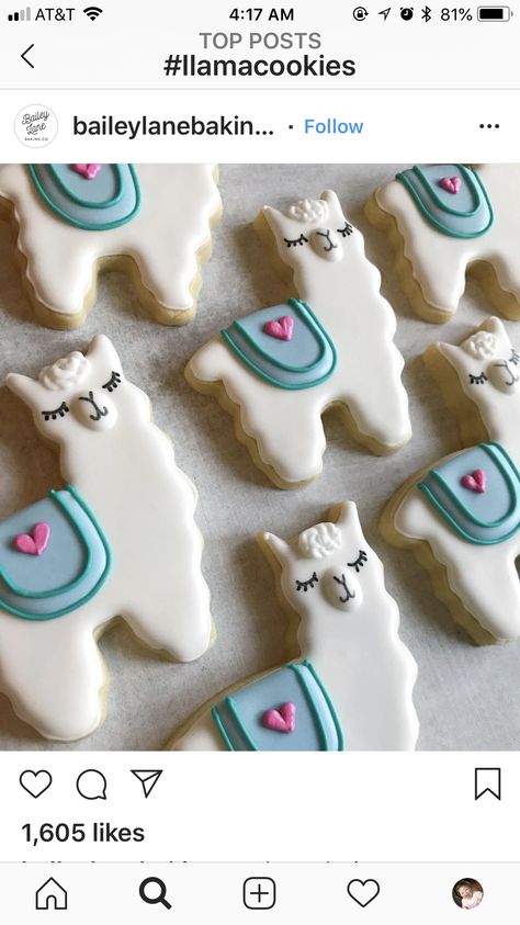 Lama Cookies Decorated, Lama Cookies, Llama Cookies, Llama Party, Royal Iced Cookies, Llama Llama, Sugar Cookie Icing, Llama Birthday, Spring Cookies