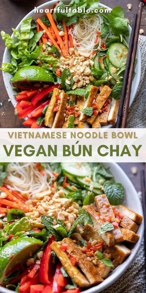 Vegan Bún Chay (Vietnamese Noodle Salad) Vietnamese Recipes Vegetarian, Vietnamese Noodle Salad, Tofu Noodles, Vietnamese Noodles, Vegan Asian Recipes, Vegan Noodles, Simple Dressing, Chai Recipe, Vegan Asian