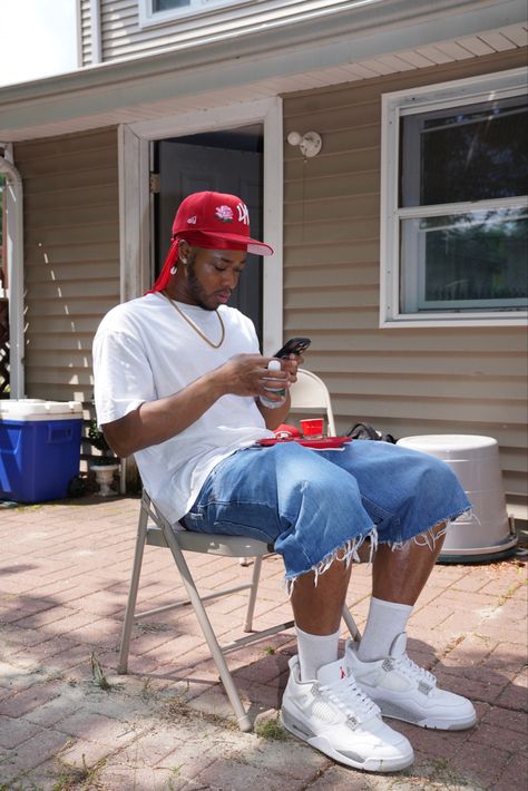 #y2kfashion #red #durag #y2k #bbq #cookout #y2kaesthetic #y2kstyle #2000sfashion #2000s #fashion #style #jorts #retro #outfits #outfitideas #outfitstyle #summerstyle #summeroutfit Jorts Y2k Fit, Y2k Black Mens Fashion, 2000s Fashion Jorts, Y2k Men’s Outfits, 2000s Jorts Outfit, Men’s Clothing 2000, Jhorts Men Outfit Y2k, Durag Men Outfit, Jorts Mens Outfits 2000s