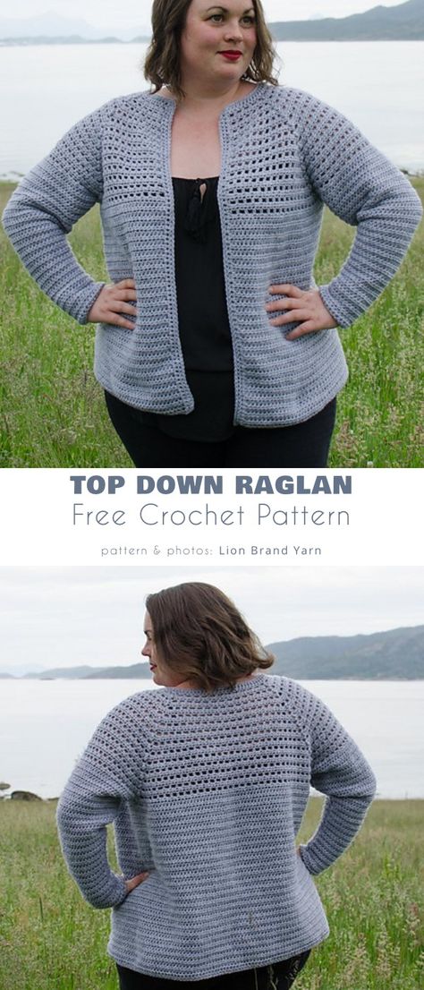 Top Down Cardigan Crochet, Top Down Crochet Cardigan Pattern Free, Crochet Top Down Cardigan, Top Down Crochet Cardigan, Easy Crochet Baby Blanket Free Pattern, Nanny Fran, Vest Haken, Blouses Pattern, Crocheting For Beginners