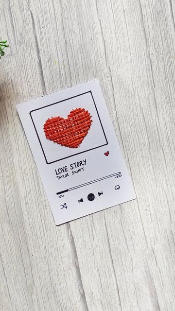 Thread Heart Card, Cute Playlist, Stitching On Paper, Heart Songs, Embroidery Hearts, Thread Art, Heart Strings, Fun Easy Crafts, Card Tutorial