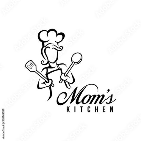 Mom kitchen logo vector illustration with modern typography. Chef mascot logo. Stock Vector | Adobe Stock Moms Kitchen Logo, Cooking Logo Kitchen Art, Kitchen Logo Design Branding, Small Lion Tattoo For Women, Kitchen Logo Design, Logo Design Kitchen, Food Company Logo, Cookie Drawing, Small Lion Tattoo