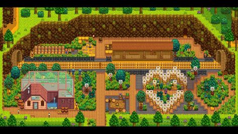 Stardew Farms, Stardew Valley Layout, Stardew Valley Tips, Stardew Valley Farms, Spa Area, Farm Layout, Year 9, Spa Design, Farm Design