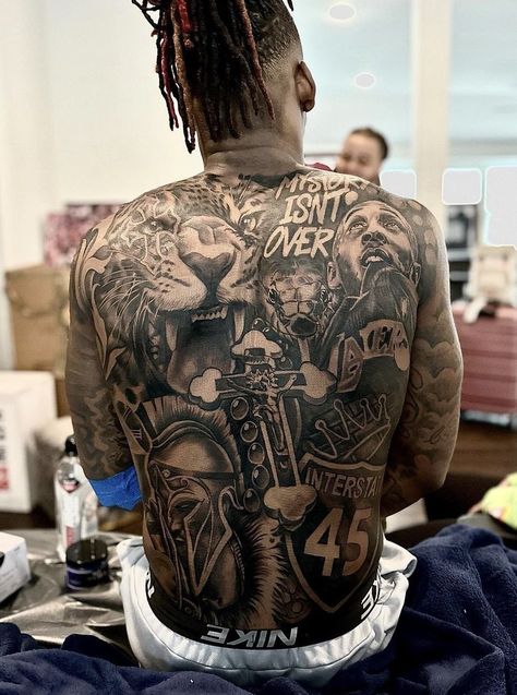 Back Portrait Tattoo Men, Collage Back Tattoo, Gods Soldier Tattoo, Gang Tattoo Design, Back Sleeve Tattoo, Upper Back Tattoo Men Ideas, Men Back Tattoo Ideas, James Tattoo Ideas, Full Back Tattoos For Men