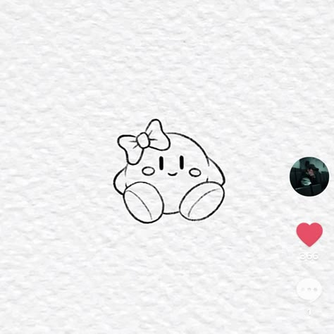 Tiny Kirby Tattoo, Kirby Line Art, Simple Kirby Drawing, Kirby Tattoo Design, Kirby Tattoo Ideas Black, Kirby Tattoo Black And White, Kirby Tattoo Black, Kirby Black And White, Kirby Doodle