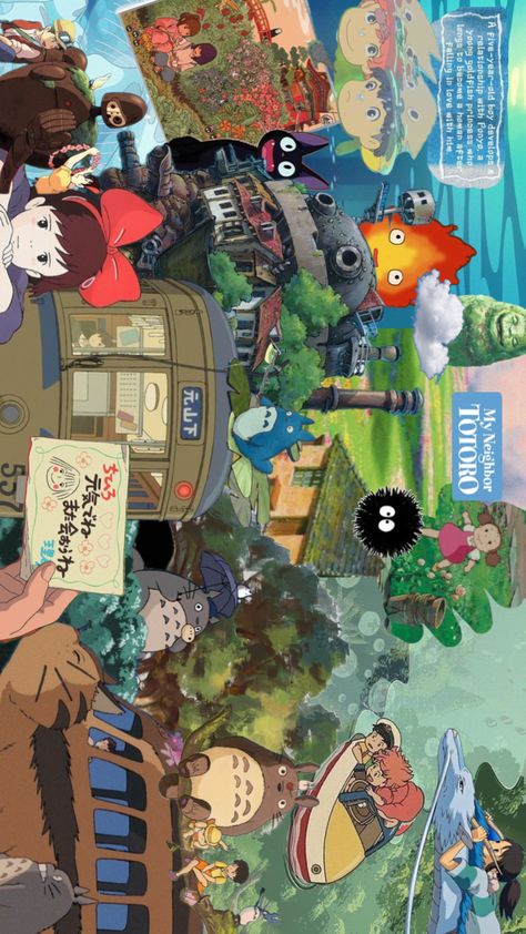 #landscape #studioghibli Studio Ghibli Poster, Collage Landscape, Personajes Studio Ghibli, Studio Ghibli Background, Picture Prompts, Cute Laptop Wallpaper, Desktop Wallpaper Art, Nami One Piece, Studio Ghibli Movies